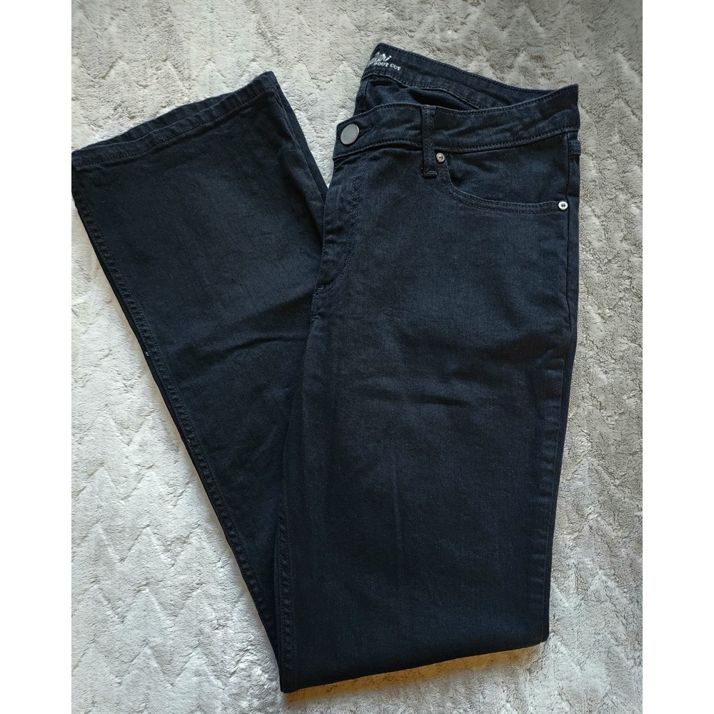 Wrangler Womens Bootcut Jeans Black Solid Denim Mid Rise Pants 15/34